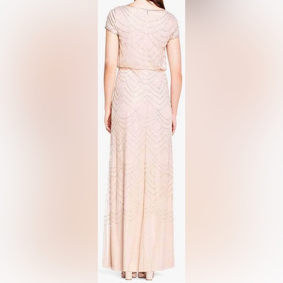 NWT Adrianna Papell evening gown, blush with silver beads, size 0 - Picture 2 of 9